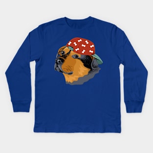 Portrait of a rottweiler in the baseball cap Kids Long Sleeve T-Shirt